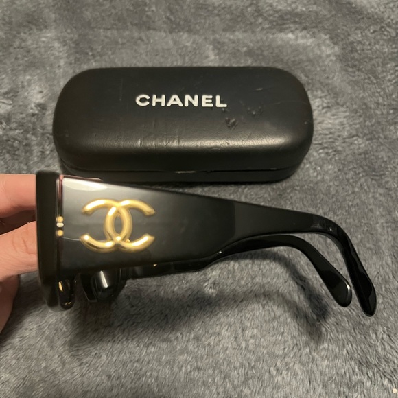 Chanel Black Sunglasses with Gold Logo